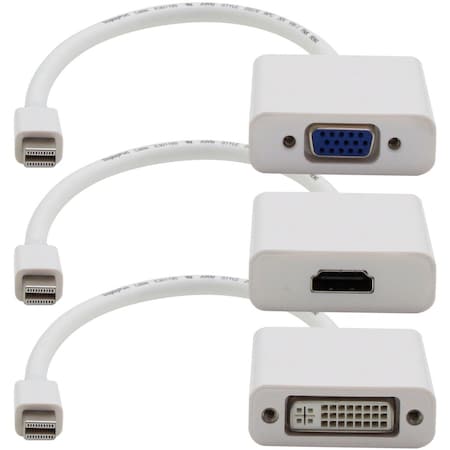 Add-On Addon Mini-Displayport Male To Hdmi/Vga/Dvi Male White Adapter MDP2VGA-HDMI-DVI-W